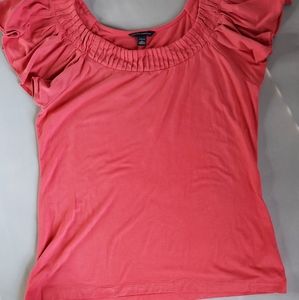 BANANA REPUBLIC Large, Coral, Flutter Sleeve Top